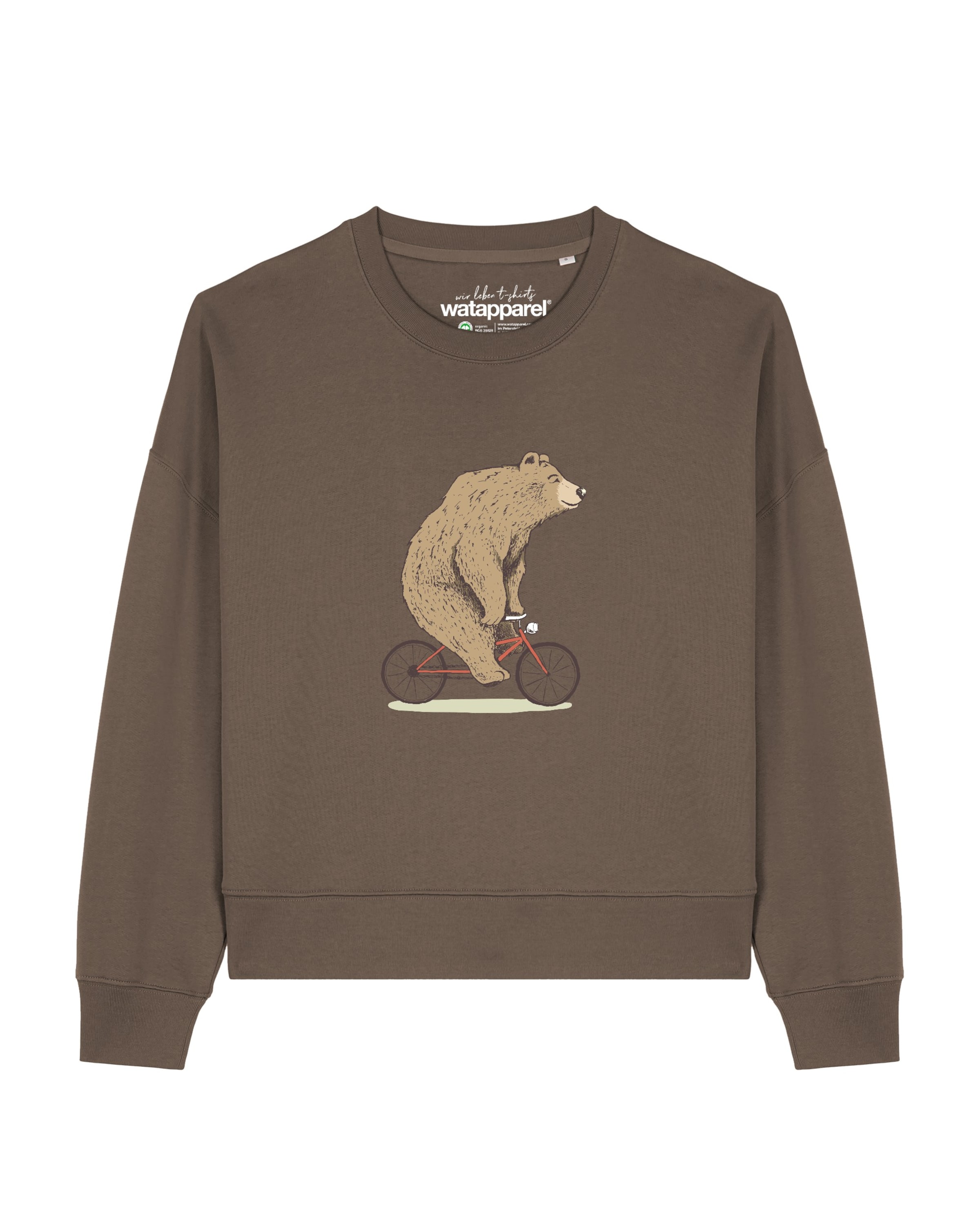 Watapparel Sweatshirt 'Fahrradbär ' in Braun: Vorderseite