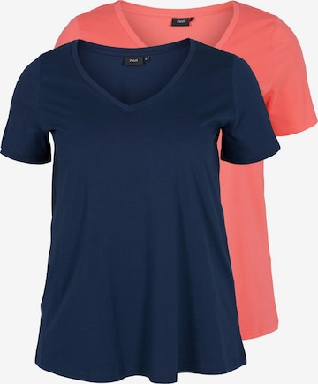 Zizzi Shirt in Blauw: voorkant