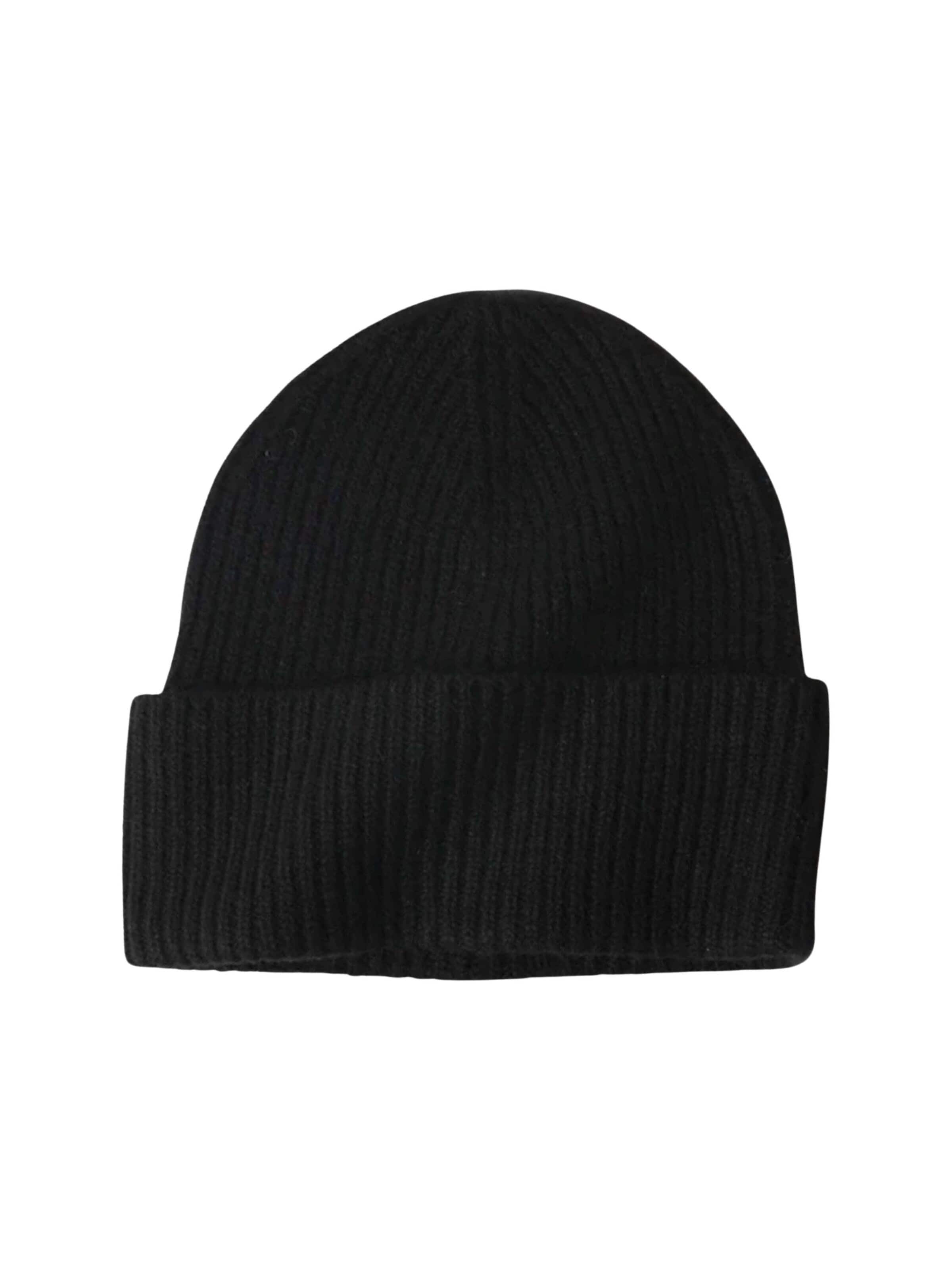 BELLEMERE NEW YORK Beanie 'Umgeschlagene Kaschmirmütze' in Black: front