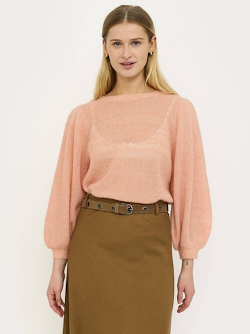 Soft Rebels Trui ' SRTrish ' in Roze: voorkant