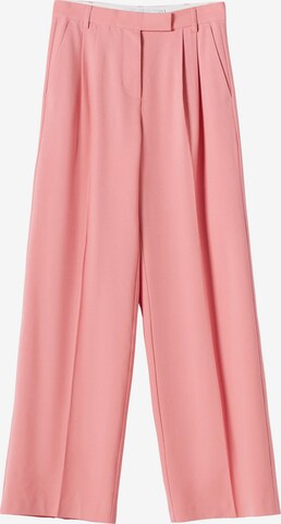 Wide Leg Pantalon à plis Bershka en rose : devant