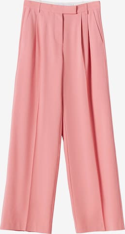 Wide Leg Pantalon à plis Bershka en rose : devant