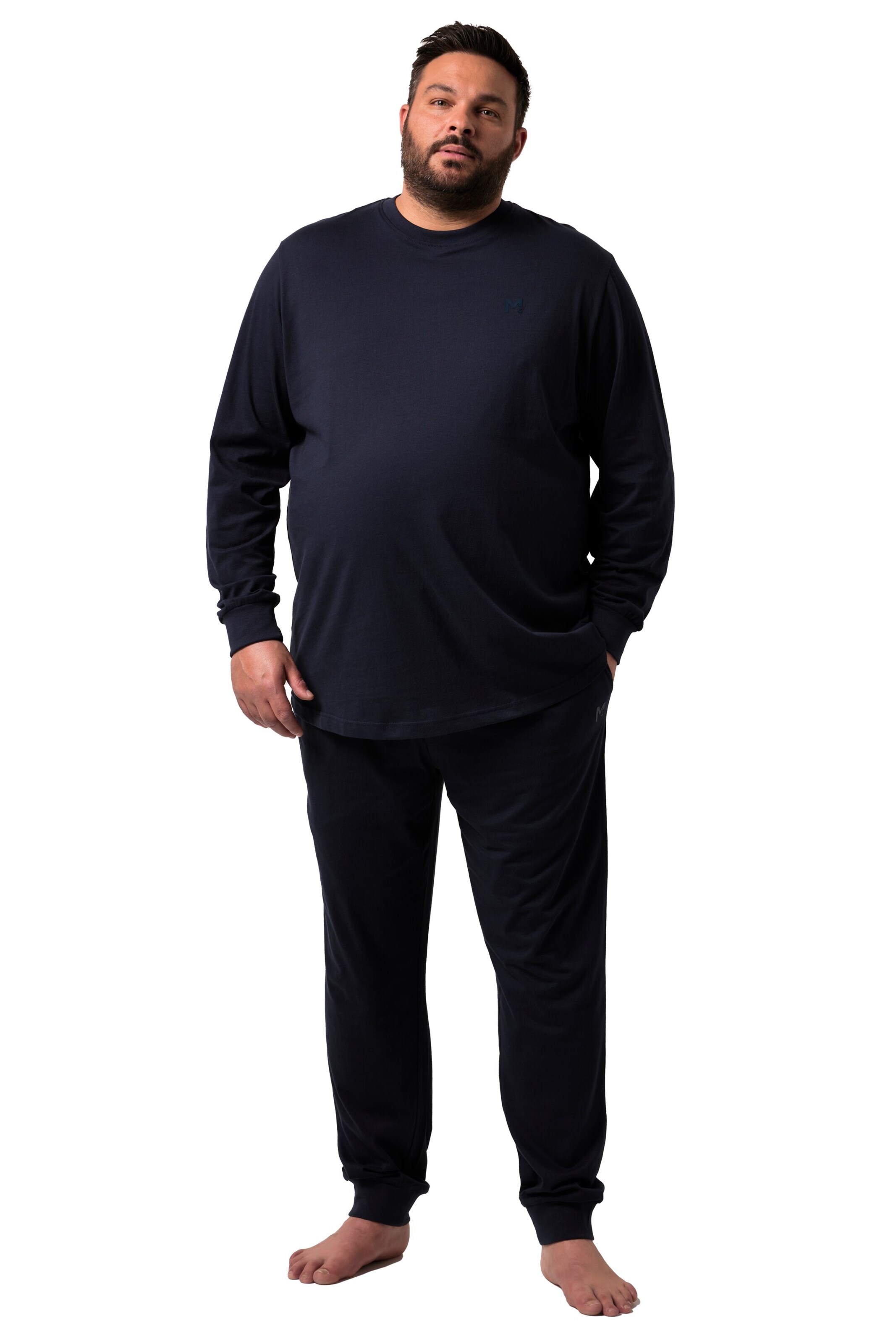 Men Plus Pyjama lang in Blauw: voorkant