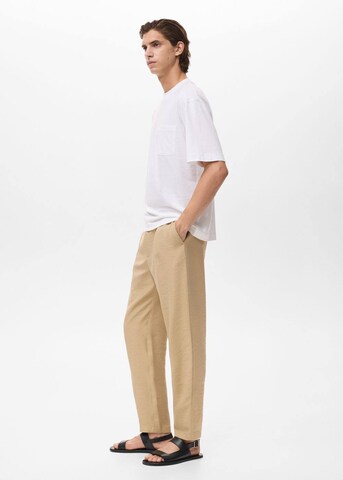 MANGO MAN Regular Pleat-Front Pants 'Vulcano' in Beige