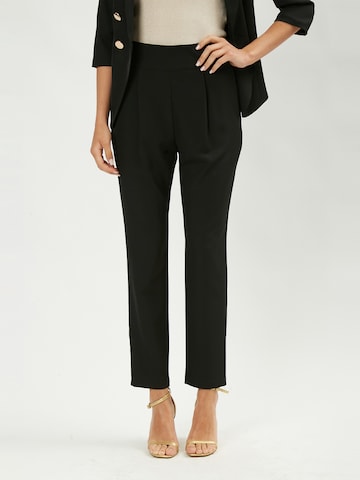 Influencer Tapered Trousers in Black: front