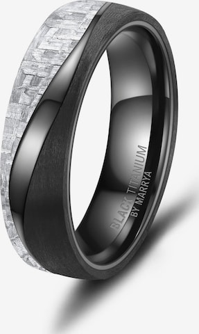 MARRYA Ring 'MARRYA Ehering BT-13 aus Black Titanium – „BLACK & WHITE“ Kollektion' in Wit: voorkant