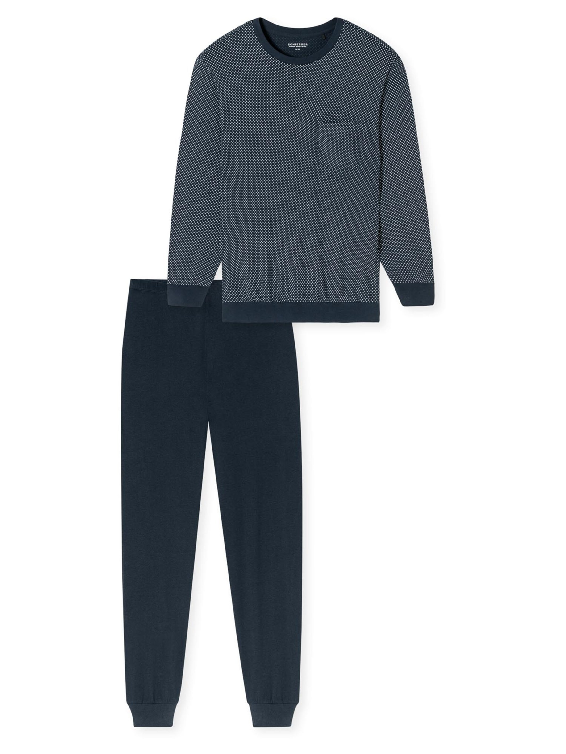 SCHIESSER Pyjama lang 'Comfort Essentials'‌‌‌‌‌‌ in Blau: Vorderseite