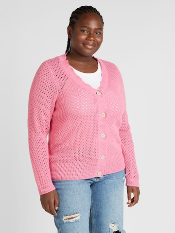 ONLY Carmakoma Knit Cardigan 'ROSELIA' in Pink: front