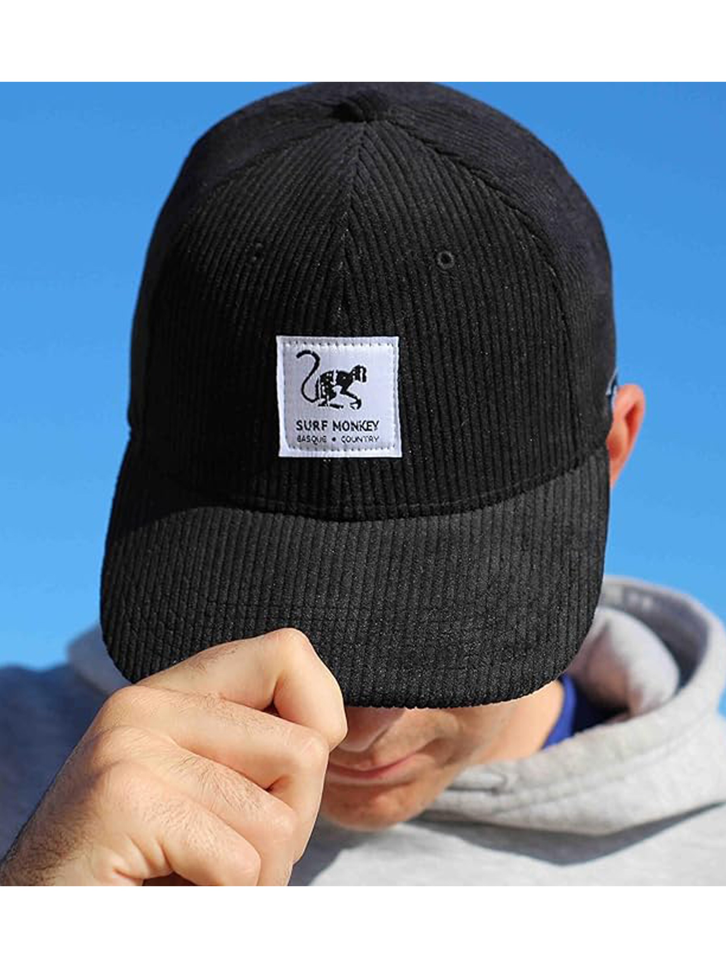 Surf Monkey Athletic Cap in Black