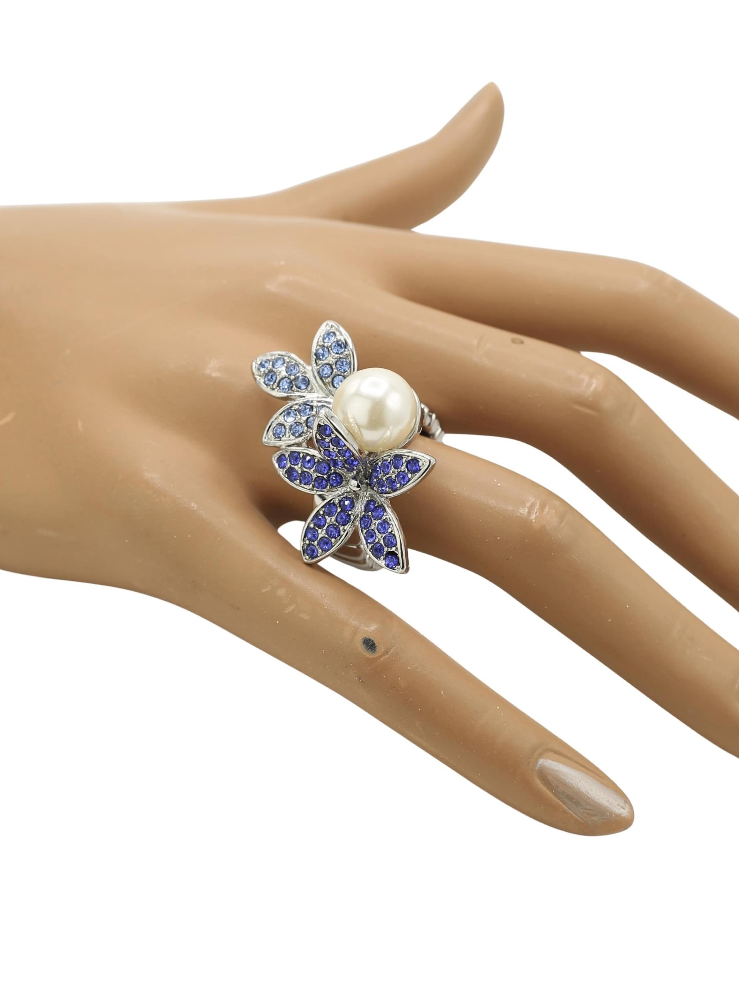 COLLEZIONE ALESSANDRO Ring 'Blütenzauber' in Blue: front