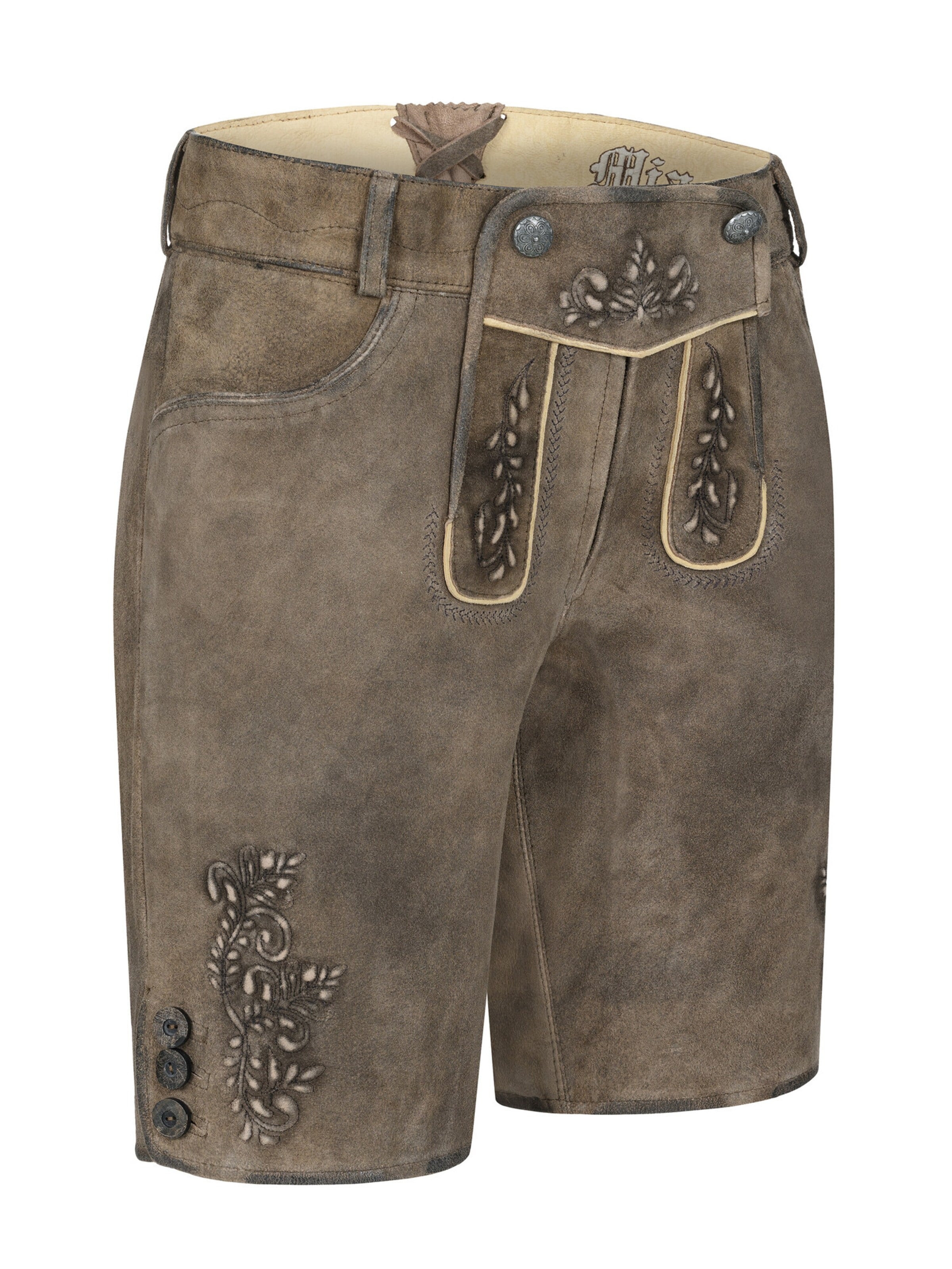 Trachtenhof Nübler Regular Traditional Pants 'Lederhose kurz Valerie' in Brown: front