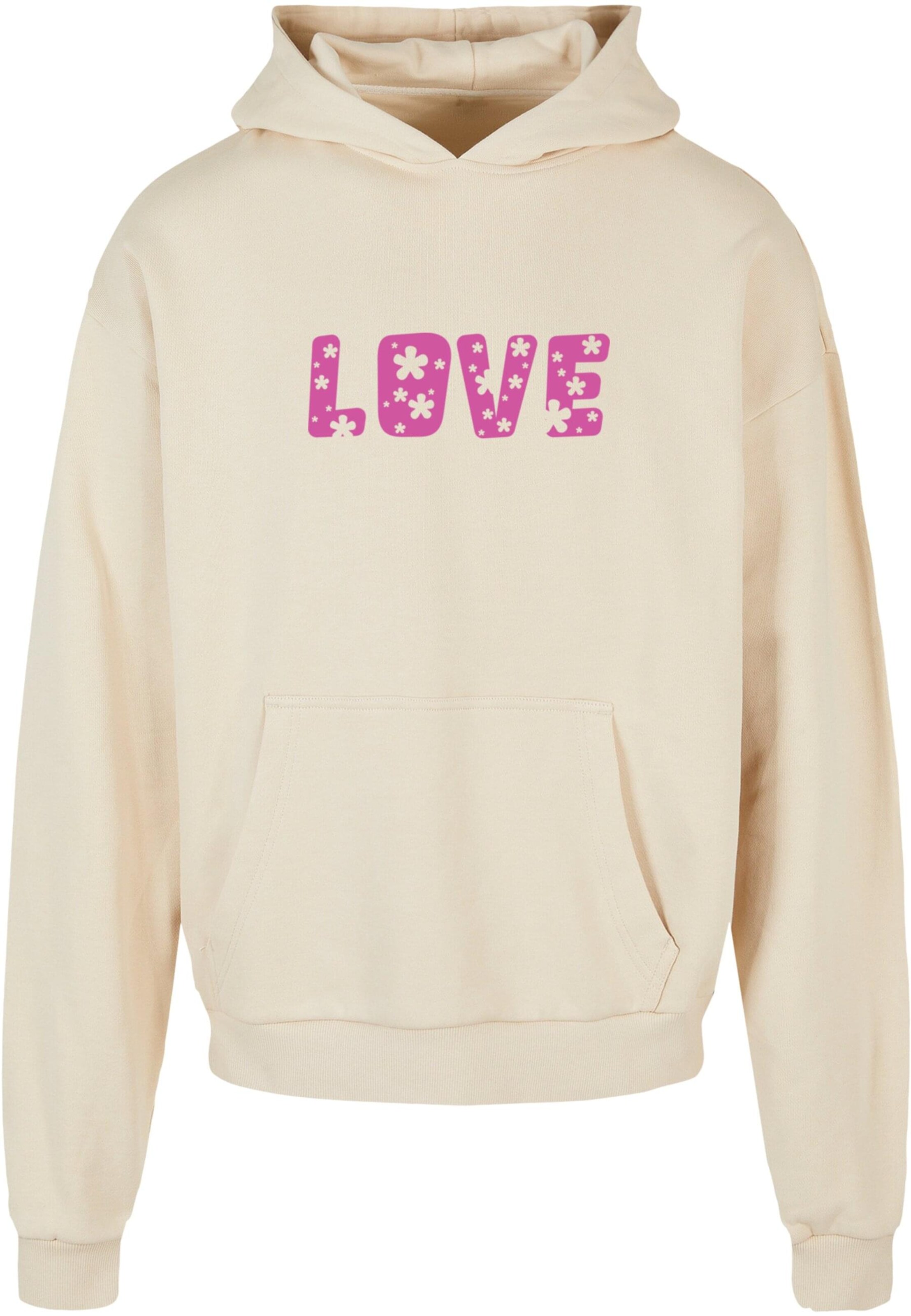 Sweat-shirt 'Valentines Day - Flowers Love' Merchcode en beige : devant