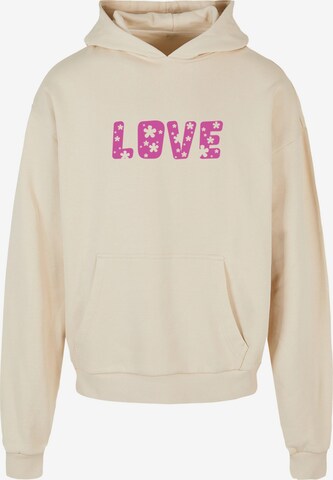 Merchcode Sweatshirt 'Valentines Day - Flowers Love' in Beige: predná strana