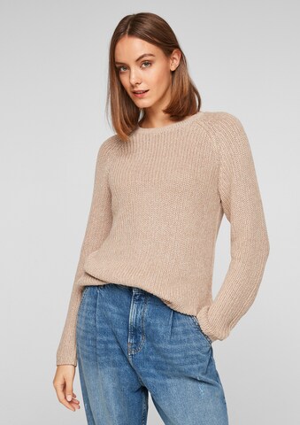 Pull-over QS en beige : devant