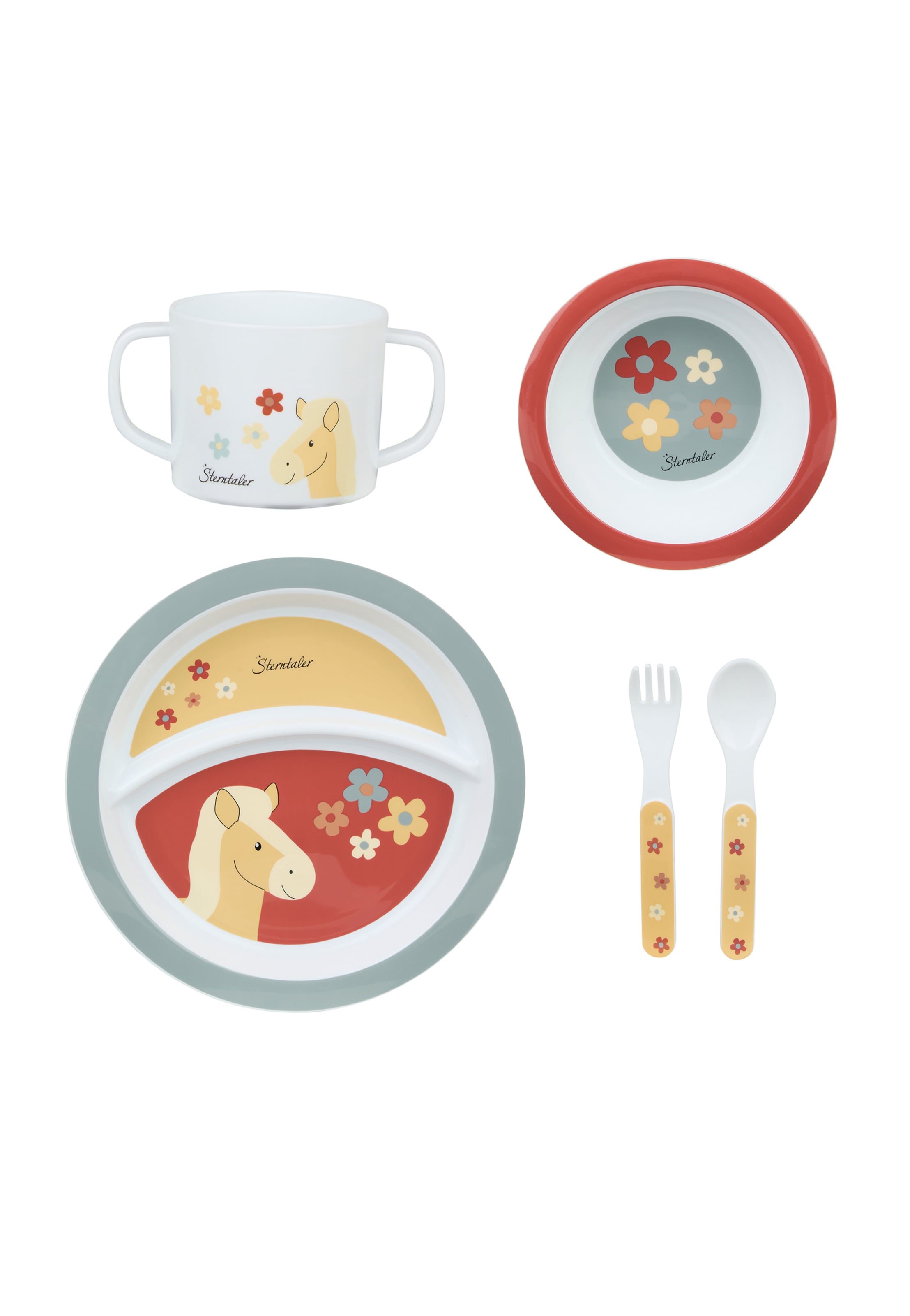 STERNTALER Geschirrset 'Pferd Sunny' in Rot: Vorderseite