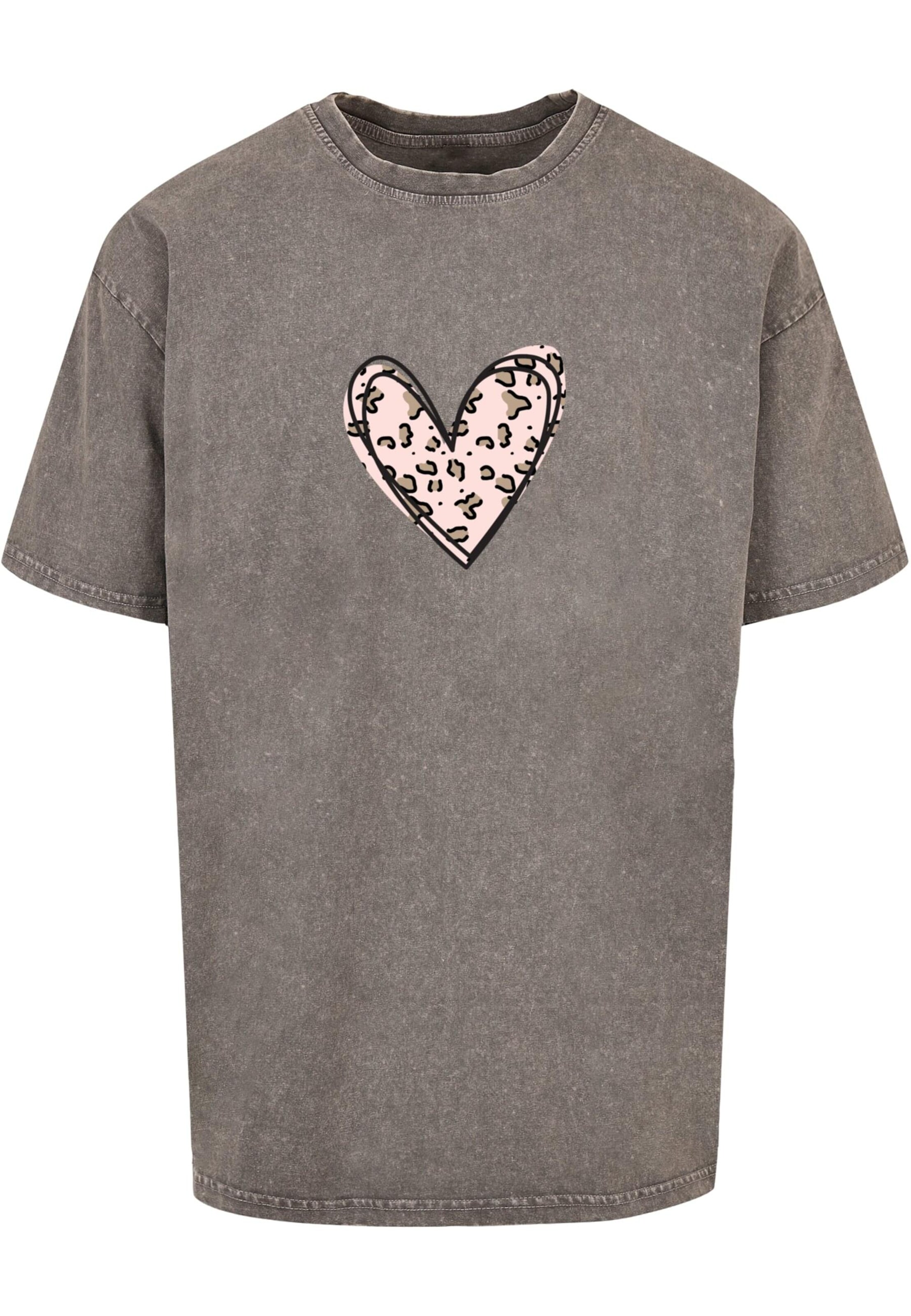 Merchcode Shirt 'Valentines Day - Leopard Heart' in Grey: front