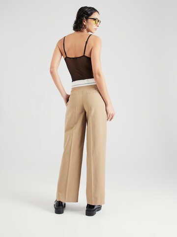 Wide Leg Pantalon à plis TOPSHOP en beige