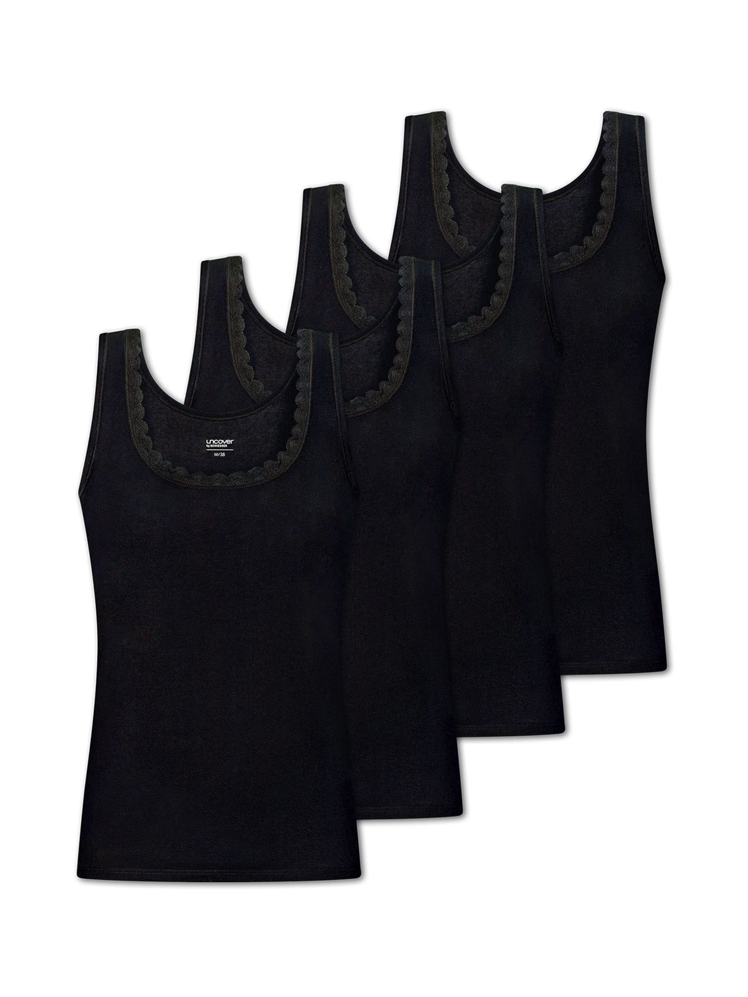 Maillot de corps ' Cotton Lace ' uncover by SCHIESSER en noir : devant