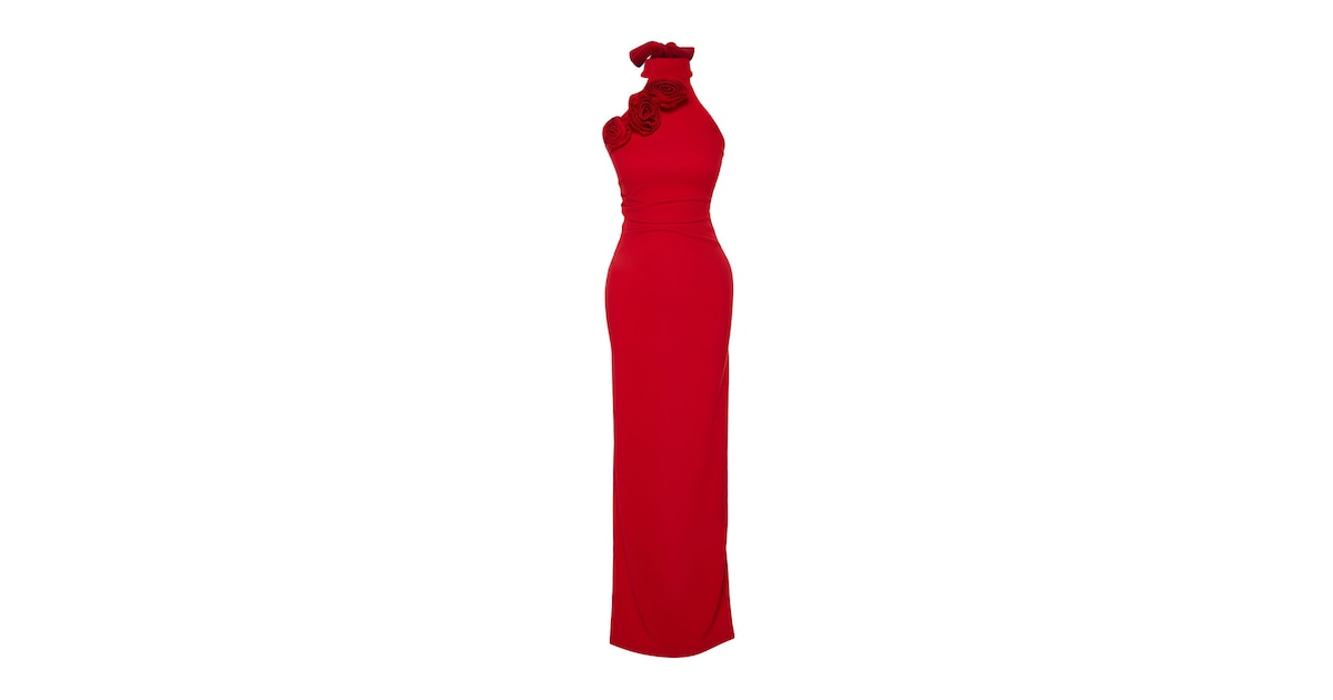 Robe manches longues bi-matière rouge Robe manches longues bi-matière rouge