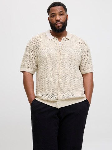Jack & Jones Plus Knit cardigan in White: front