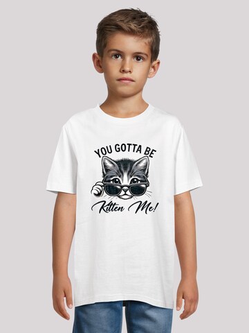 T-Shirt 'Kätzchen You Gotta Be Kitten Me!' F4NT4STIC en blanc : devant