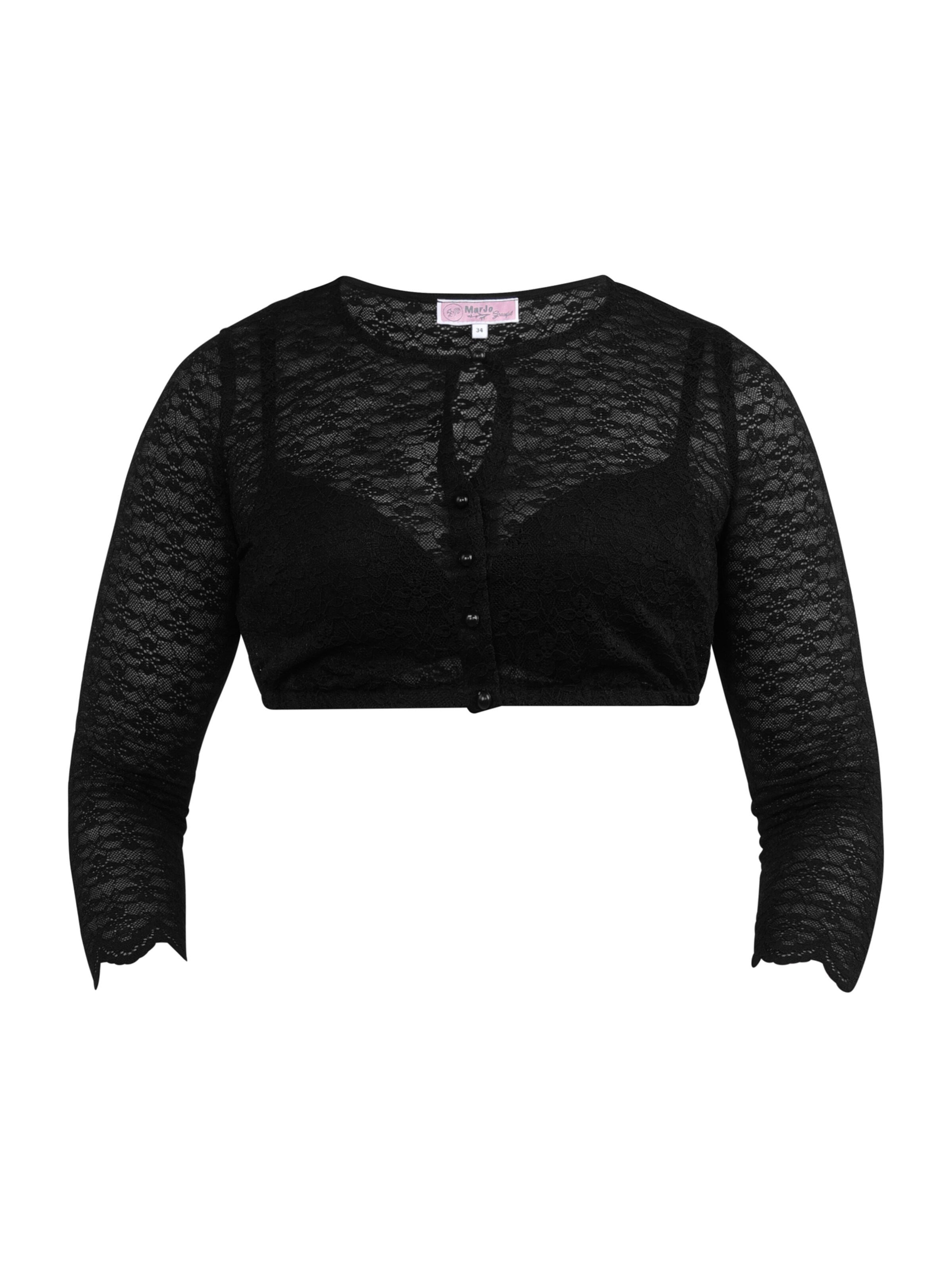 Bluză tradițională (Oktoberfest) 'Babenhausen' de la MARJO pe negru: față