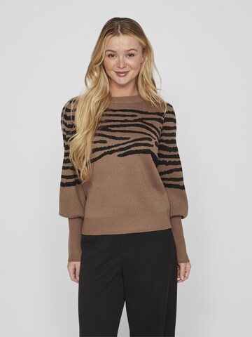 VILA Sweater 'Zebra' in Brown: front