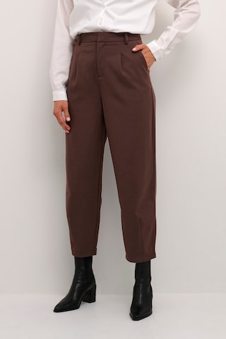 Kaffe Tapered Pleat-Front Pants 'Merle' in Brown: front