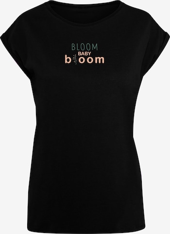 Merchcode Shirt 'Spring - Bloom Baby' in Zwart: voorkant