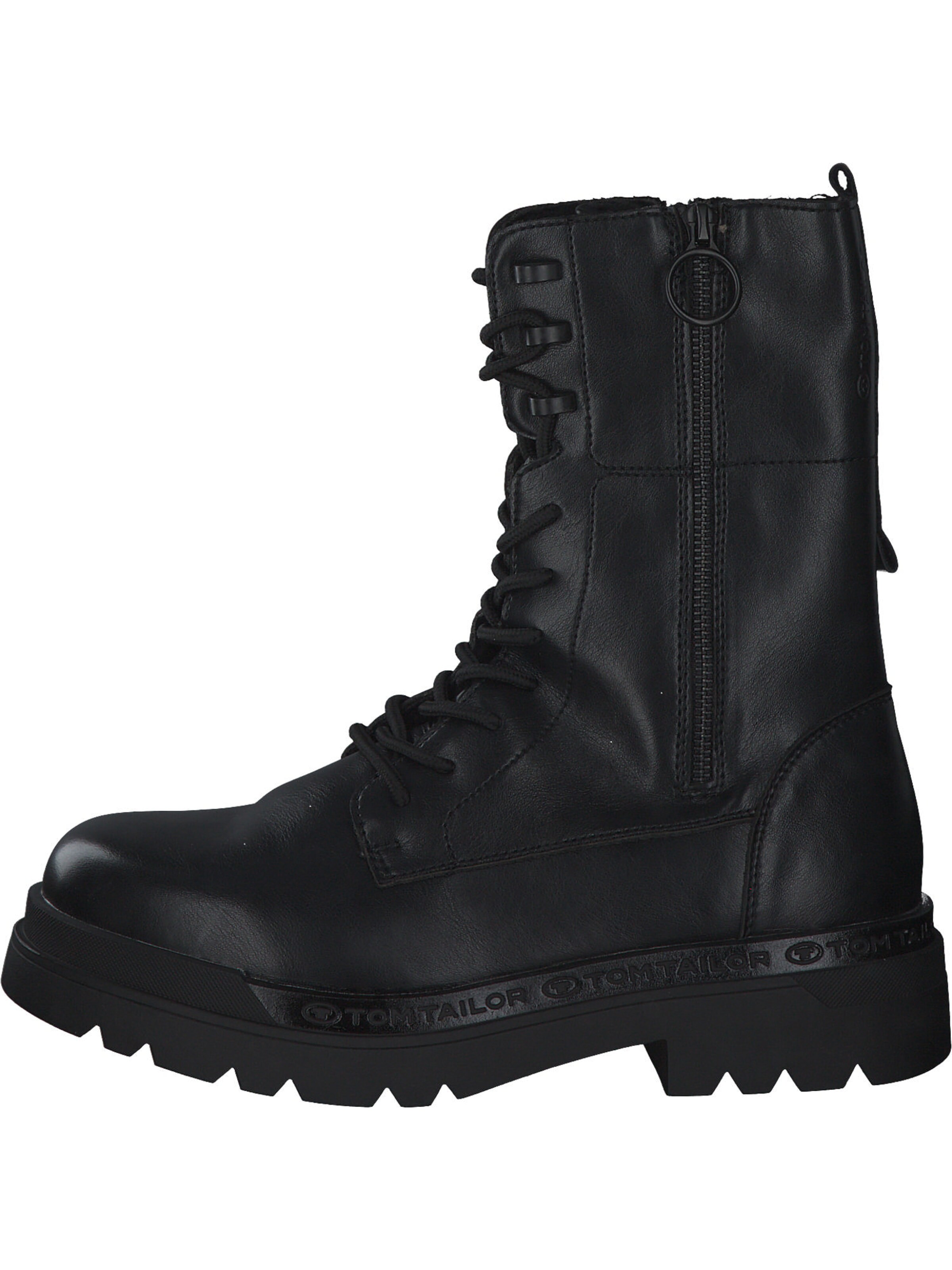 TOM TAILOR Schnürstiefelette in Schwarz