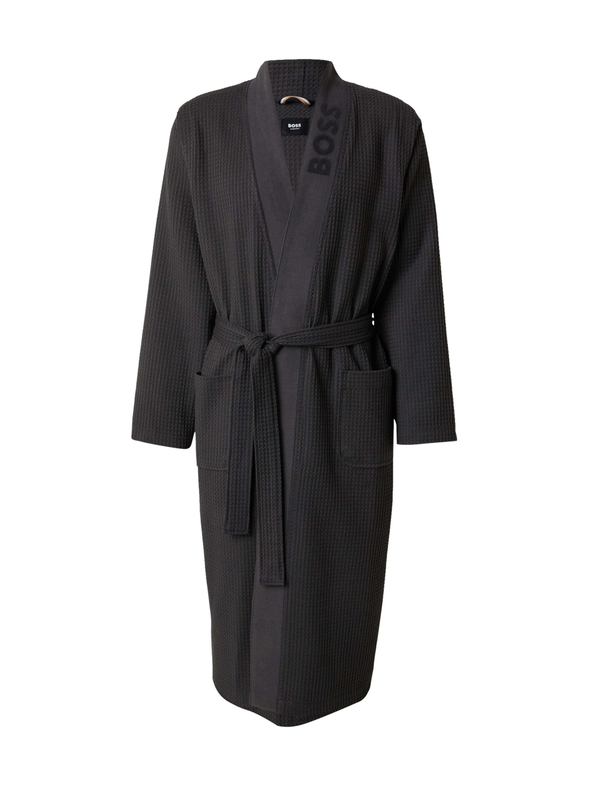 BOSS Дълъг халат за баня в сиво: отпред