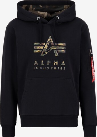 Bluză de molton de la ALPHA INDUSTRIES pe negru: față