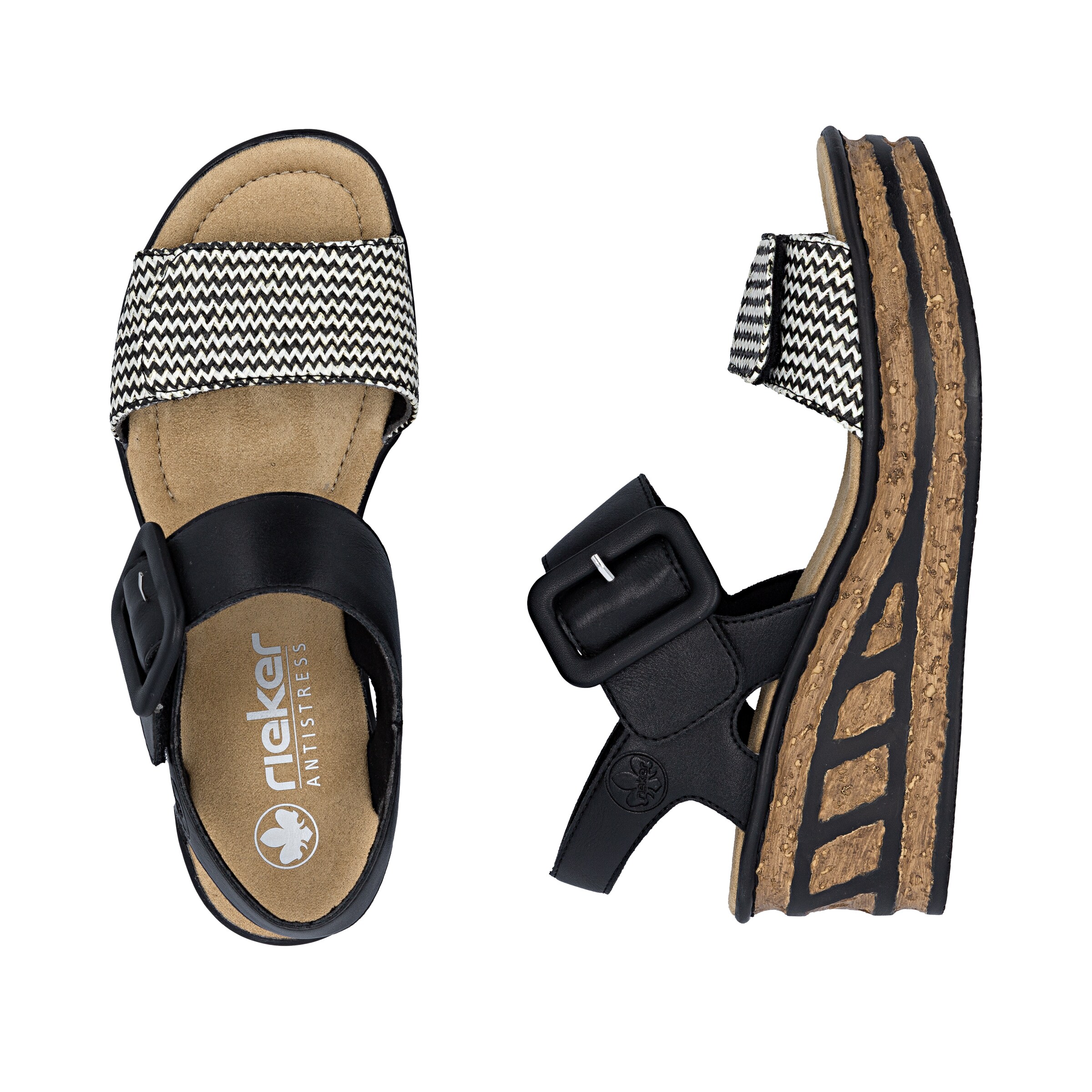 Sandales à lanières '68172' Rieker en noir