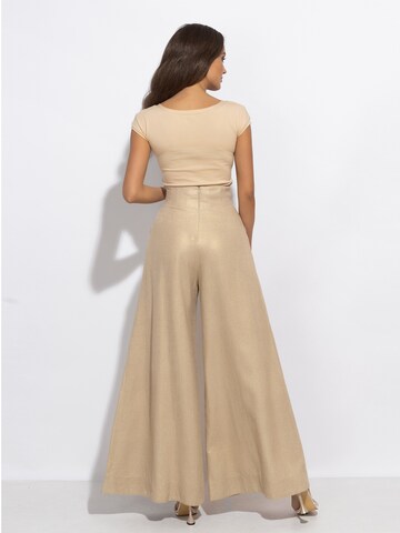 JIORO Wide leg Pants 'ESSENTIALS' in Beige