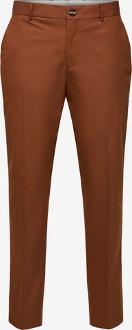 Slimfit Pantaloni con piega frontale 'Logan' di SELECTED HOMME in marrone: frontale