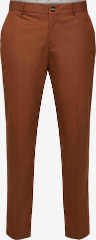Coupe slim Pantalon à plis 'Logan' SELECTED HOMME en marron : devant