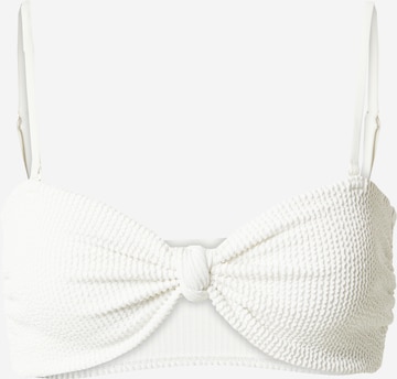 Monki Bandeau Bikini Top in White: front