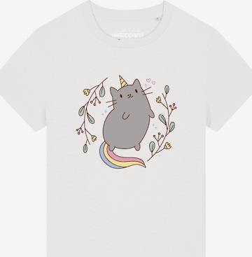 Watapparel Shirt 'Unicorn Cat' in Wit: voorkant