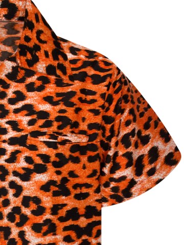 King Kameha Regular fit Button Up Shirt 'Leopard' in Orange