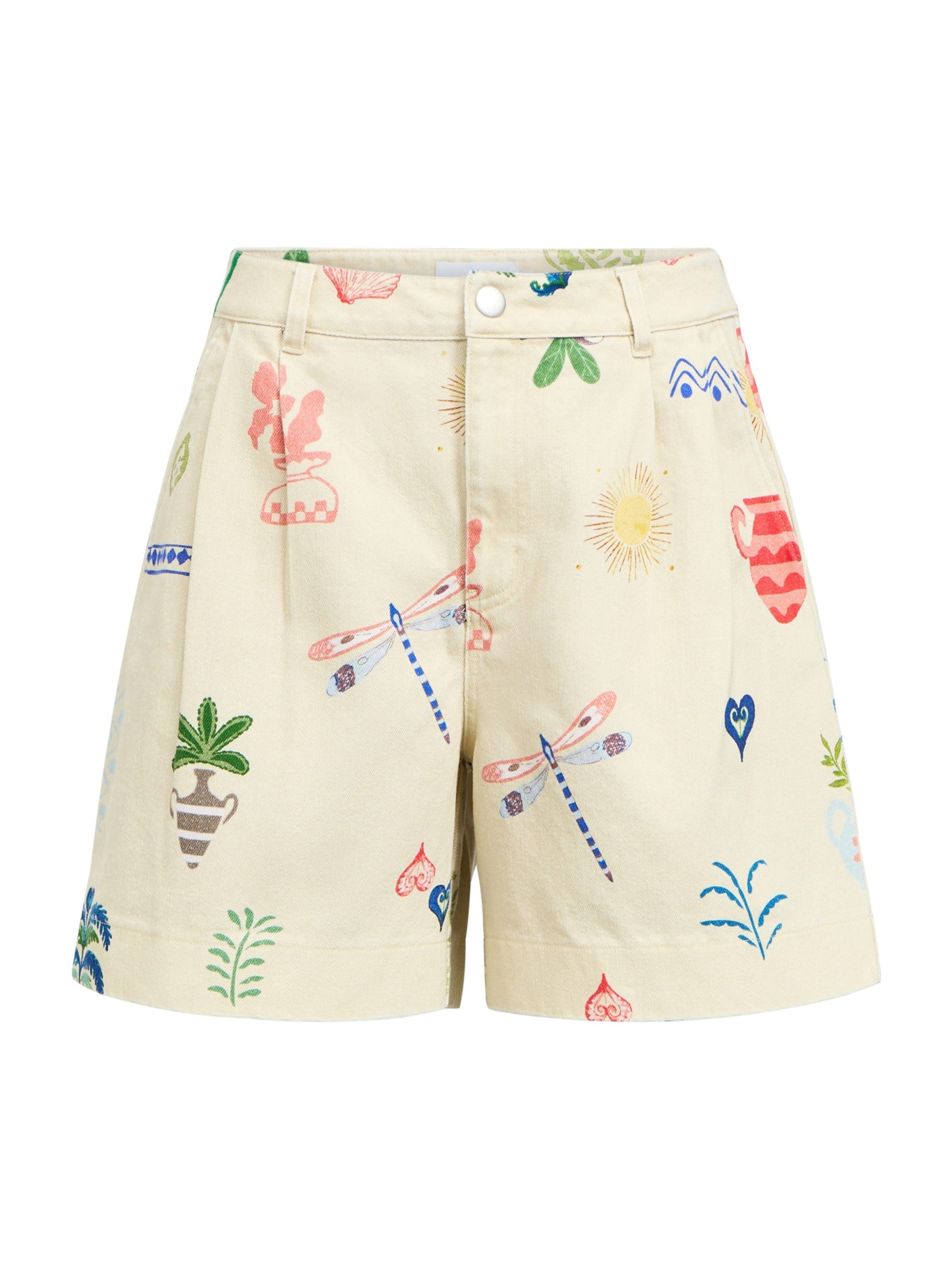 OBJECT Pleat-front trousers 'OBJALLY' in Beige / Blue / Yellow / Red, Item view