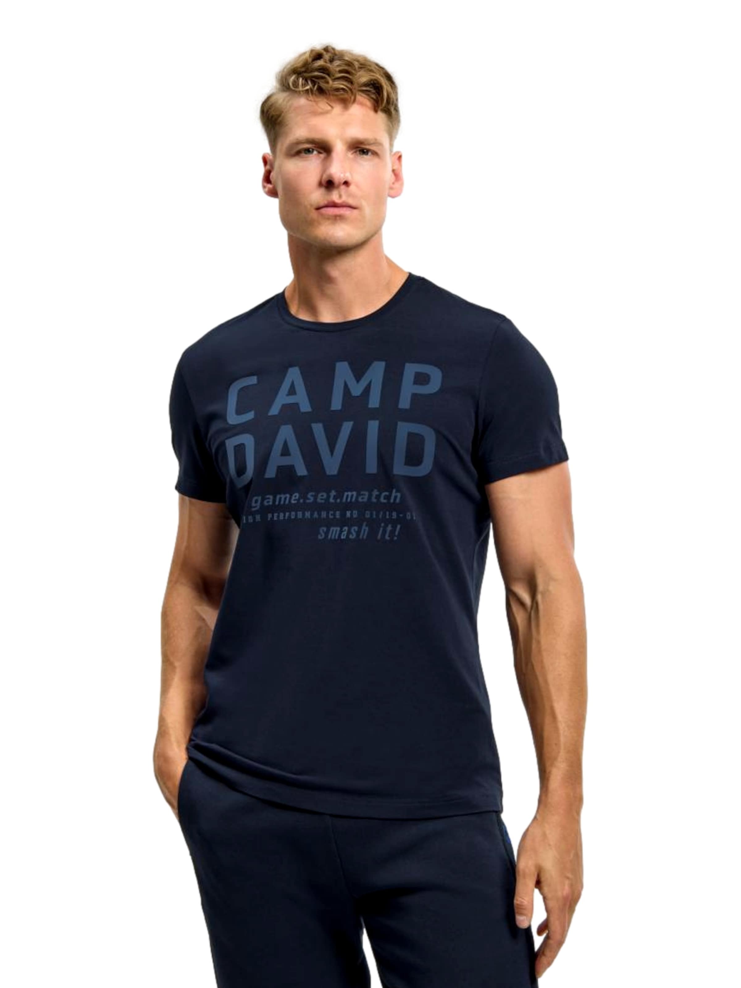 T-Shirt 'Game.Set.Match' CAMP DAVID en bleu : devant