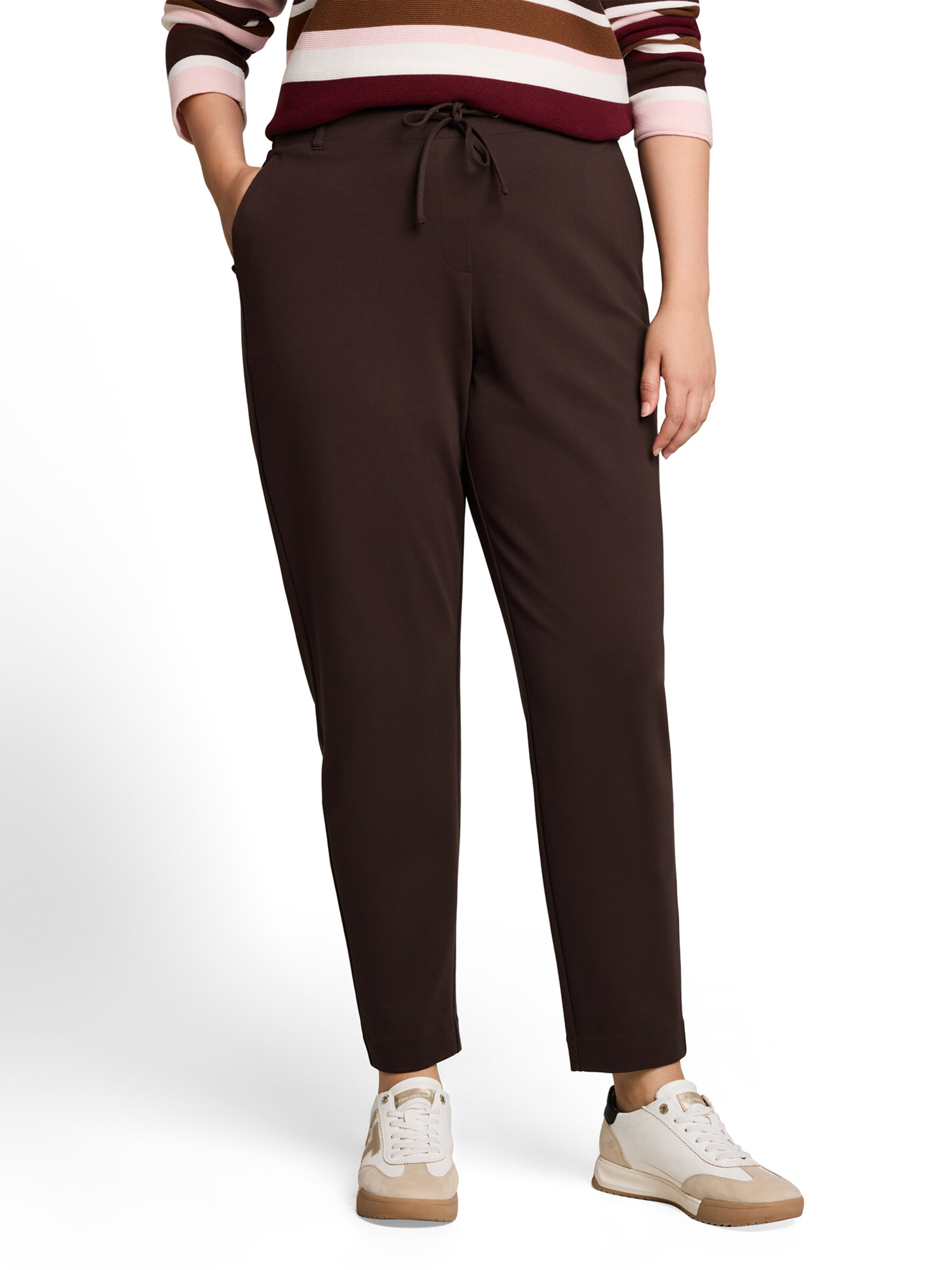 Tom Tailor Women + Ohlapna forma Hlače | rjava barva: sprednja stran