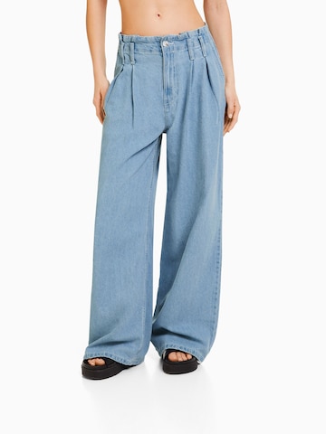 Wide Leg Jean Bershka en bleu : devant