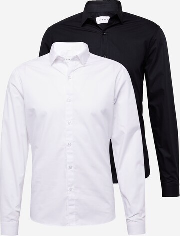 TOPMAN Button Up Shirt in Black: front