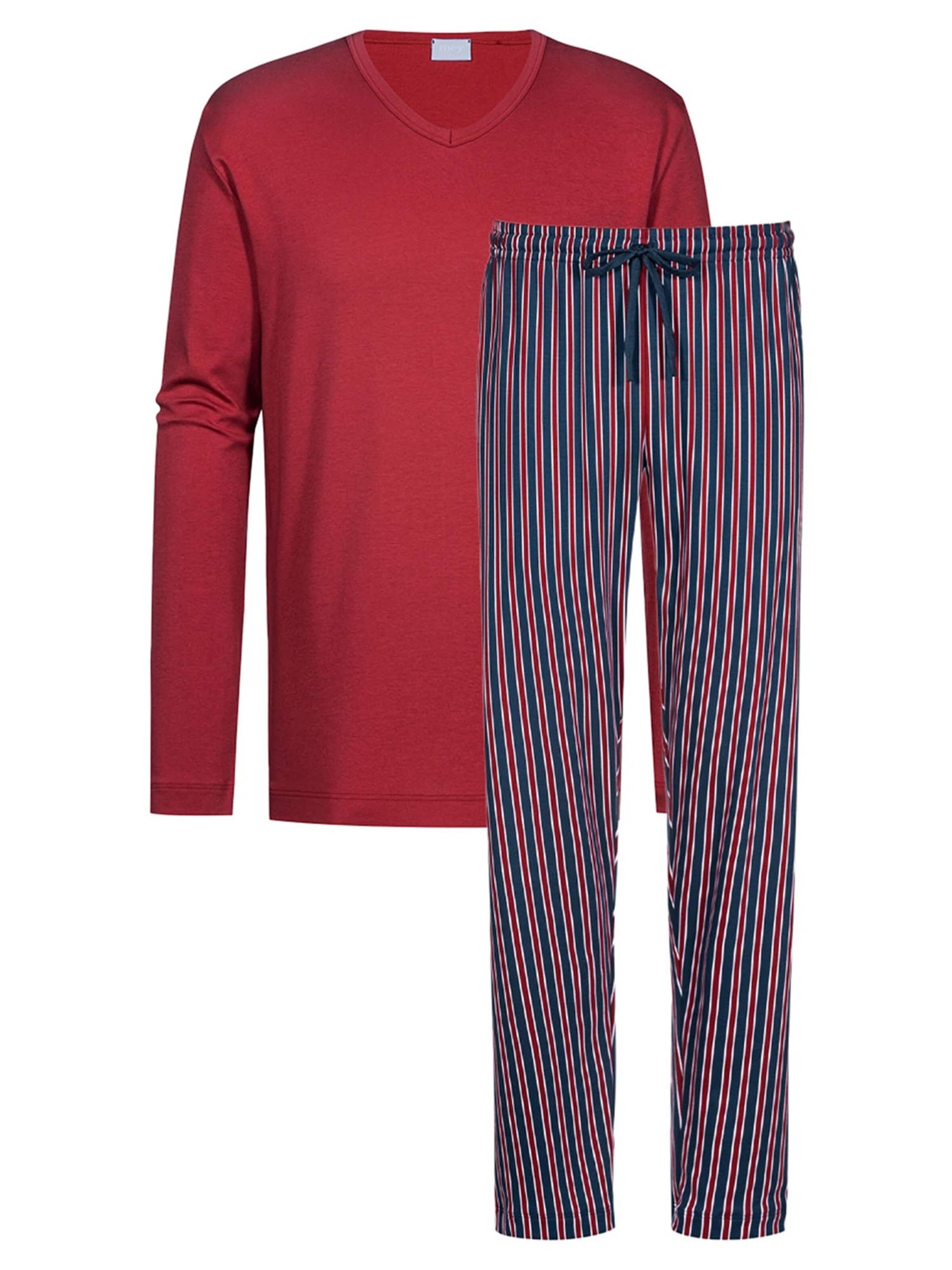 Mey Pyjama lang 'Graphic Stripes'‌‌ in Rot: Vorderseite