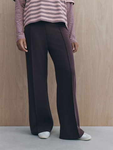 Wide leg Pantaloni di self. in marrone: frontale