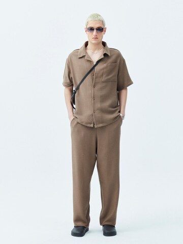VAMOS CLO Comfort fit Button Up Shirt 'Indre' in Brown