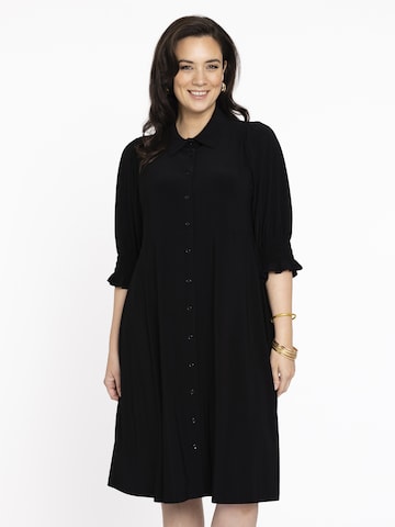 Yoek Shirt Dress in Black: front