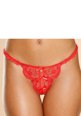 Tanga de la PETITE FLEUR GOLD pe roșu: față