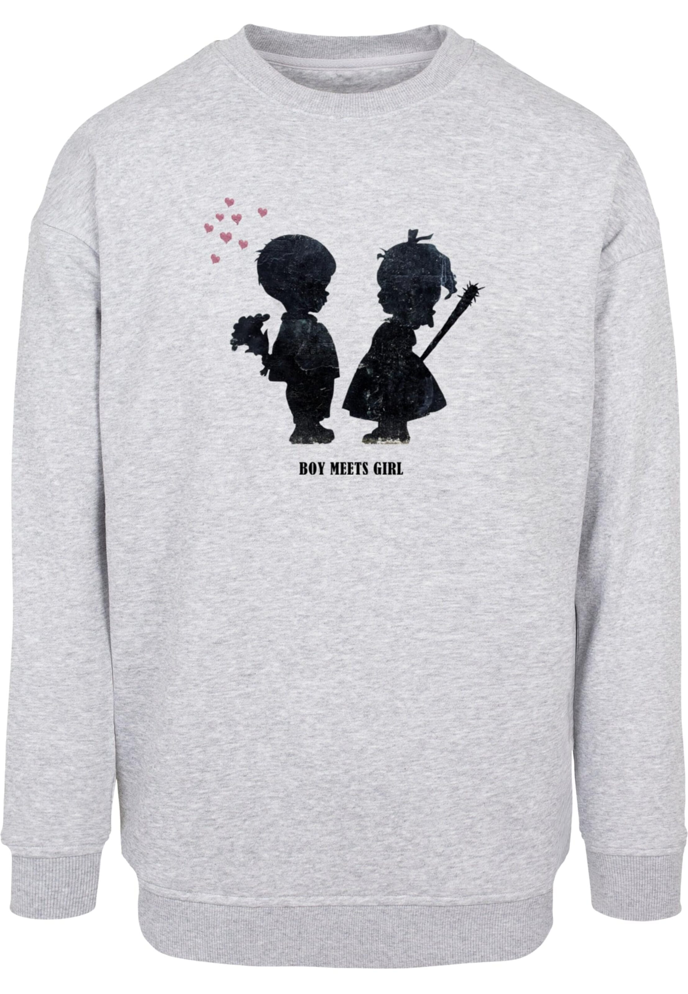 Sweat-shirt 'Banksy - Boy Meets Girl' Merchcode en gris : devant